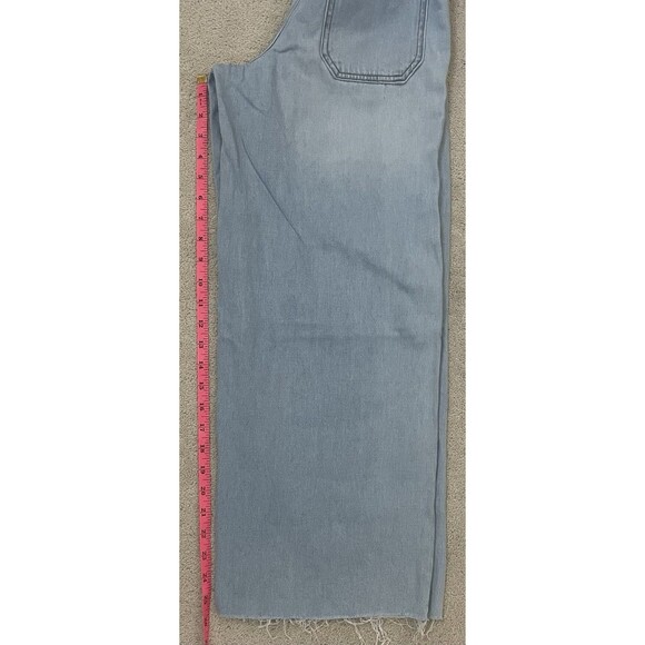 RSQ Size Large Wide Leg Jeans Frayed Hem Drawstring Waist Pull On Skater Boho - Picture 7 of 9